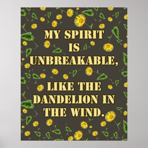 Dandelion Quote Affirmation Girl Empowerment Poster