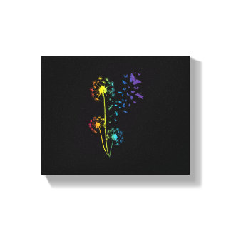 Dandelion Rainbow Dragonfly Breathe Flower Butterf Canvas Print