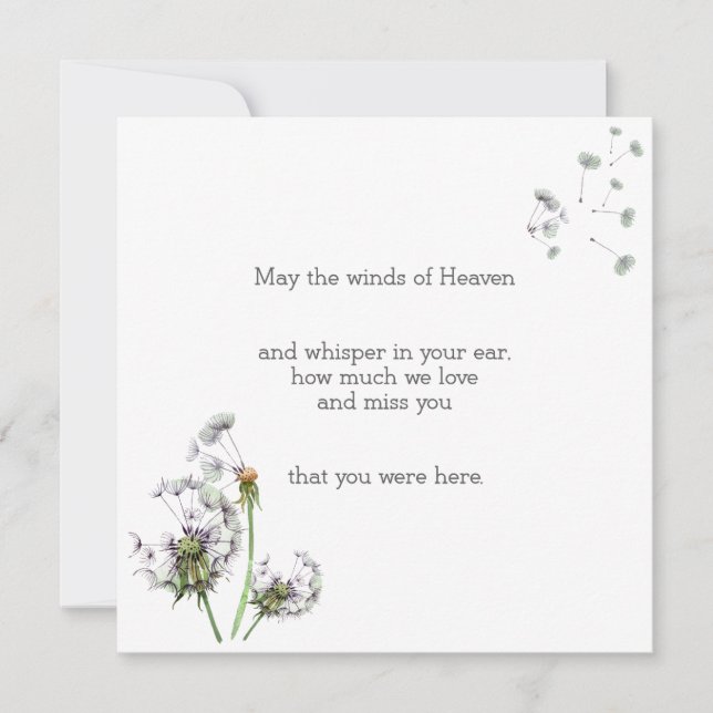 Dandelion Remembrance Note Card (Front)