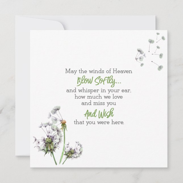 Dandelion Remembrance Note Card (Front)