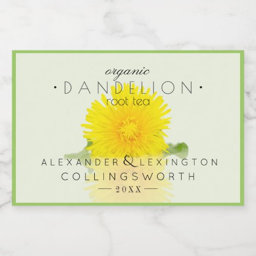 Dandelion Root Tea Homemade Food Label