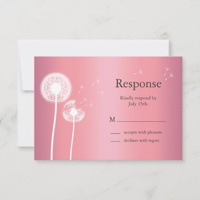 Dandelion RSVP in Rose Gold and Gray Card (Front)