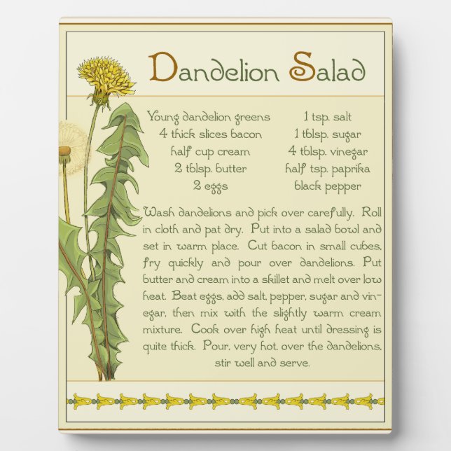 Dandelion Salad - Plaque (Front)