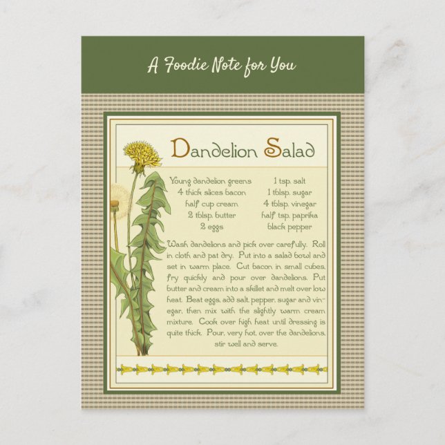 Dandelion Salad Postcard (Front)
