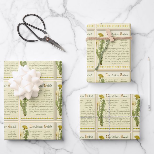 Dandelion Salad Wrapping Paper Sheets (Front)