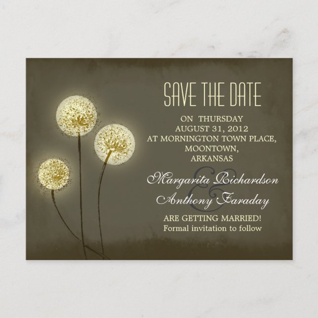 dandelion save the date stylish postcards (Front)