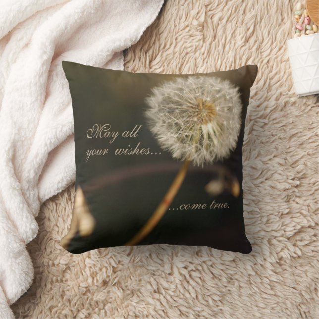Dandelion Seed Head in Brown Tones  Throw Pillow (Blanket)