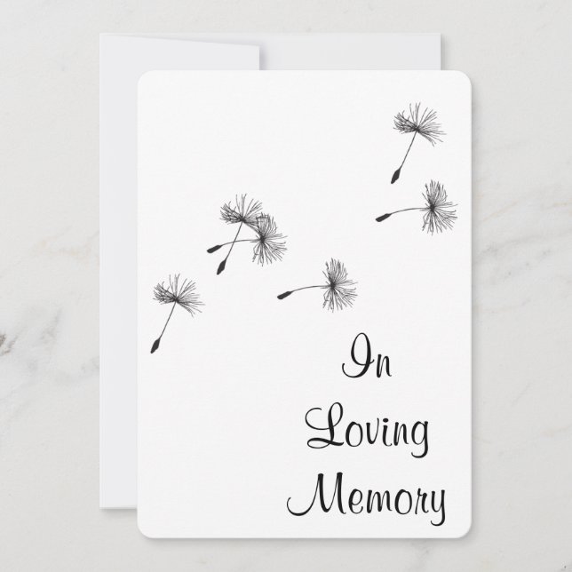 Dandelion Seed Puffs Funeral Memorial Announcement (Front)
