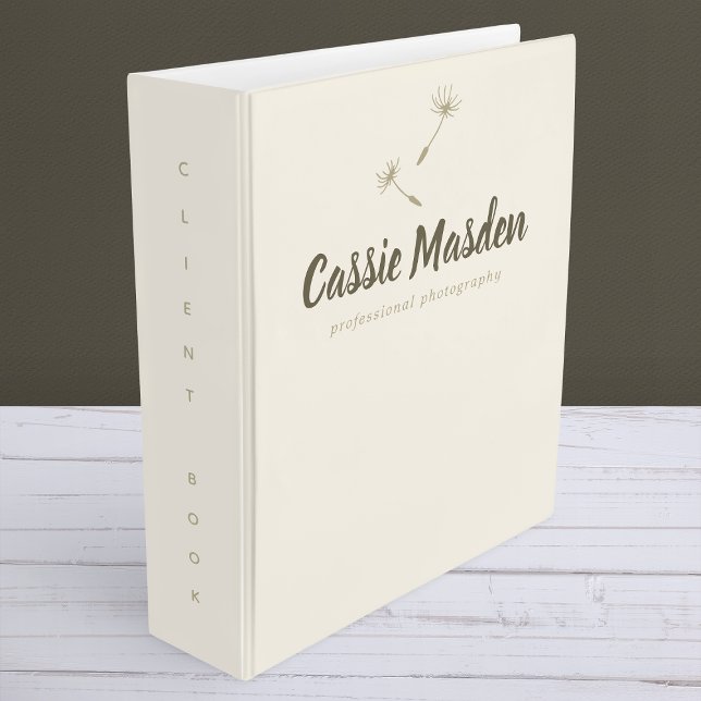 Dandelion Seed Rustic Botanical Business Client 3 Ring Binder (Creator Uploaded)