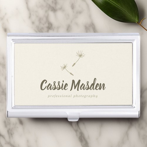 Dandelion Seed Rustic Botanical Business Logo Business Card Case