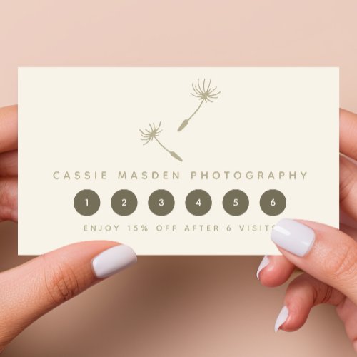 Dandelion Seed Rustic Botanical Business Logo Loyalty Card