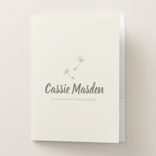 Dandelion Seed Rustic Botanical Business Logo Pocket Folder