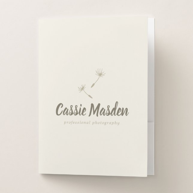 Dandelion Seed Rustic Botanical Business Logo Pocket Folder (Front)