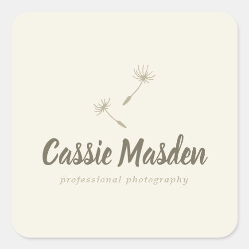 Dandelion Seed Rustic Botanical Business Logo Square Sticker