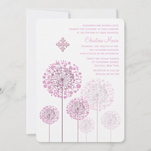 Dandelion Seedlings Pink Religious Invitation
