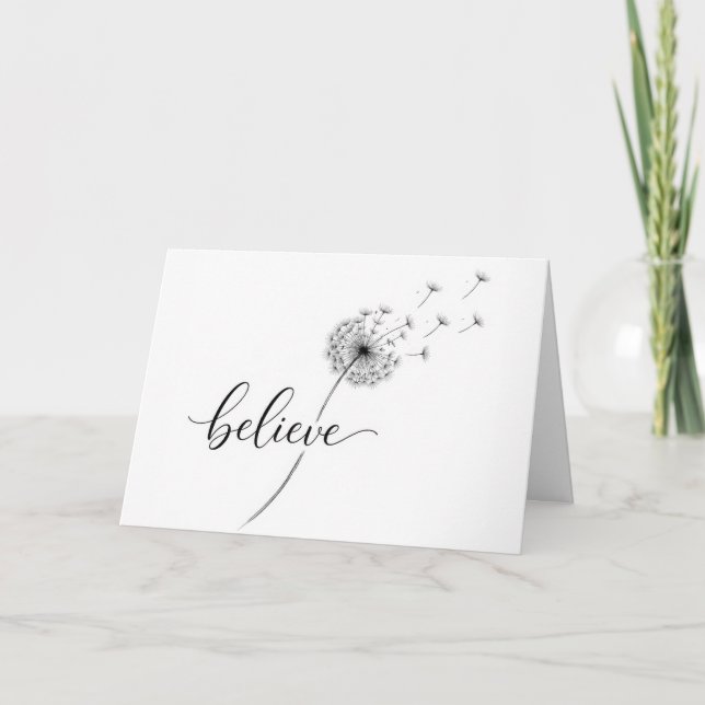 Dandelion Seedlings with Believe Text Card (Front)