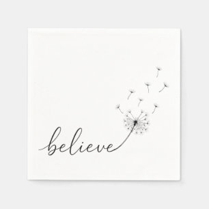 Dandelion Seedlings with Believe Text Napkins