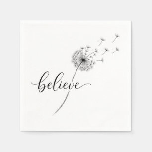 Dandelion Seedlings with Believe Text Napkins