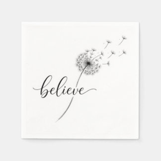 Dandelion Seedlings with Believe Text Napkins