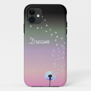 Dandelion Seeds Flying in the Wind - Black & Pink iPhone 11 Case