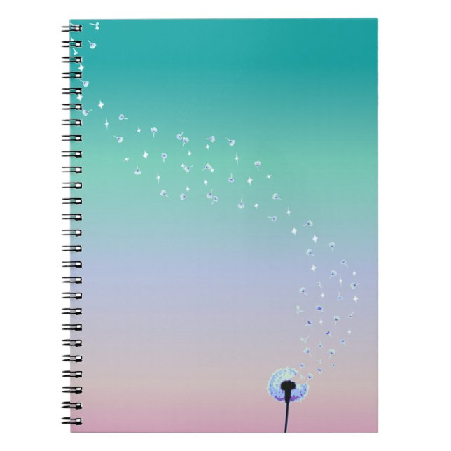 Dandelion Seeds Flying in the Wind - Turquoise Notebook (Front)