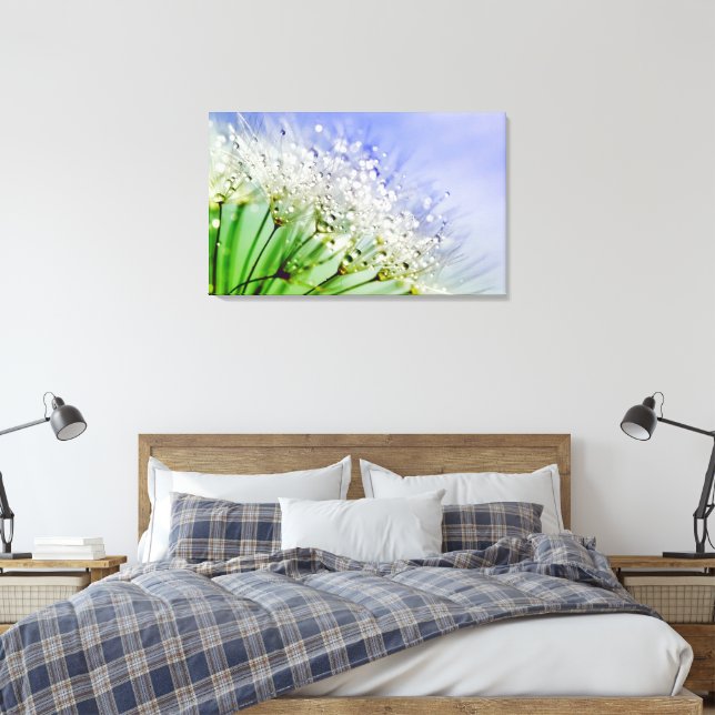 Dandelion Seeds with Dew Droplets Canvas Print (Insitu(Bedroom))