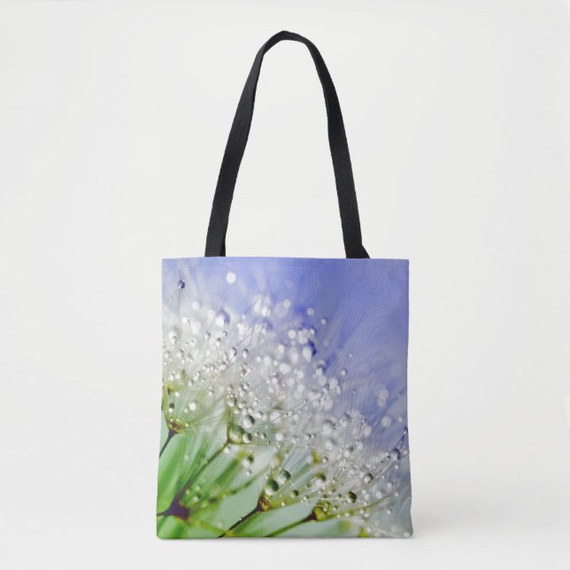 Dandelion Seeds with Dew Droplets Tote Bag (Front)