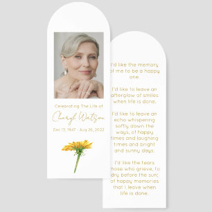 Dandelion Simple Photo Funeral Bookmark