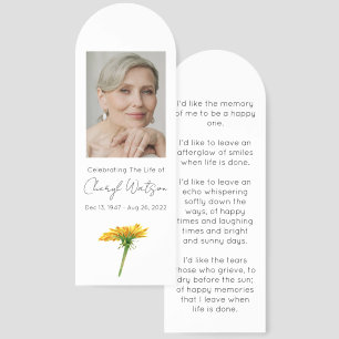 Dandelion Simple Photo Funeral Bookmark