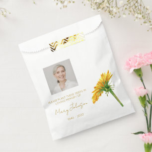 Dandelion Simple Photo Funeral Seed Favor Bag