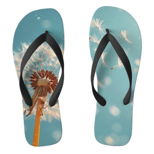 Dandelion Spreading Seeds Nature Flip Flops