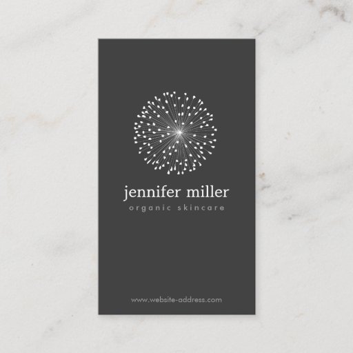 Customizable DANDELION STARBURST LOGO II on DARK GRAY Business Cards