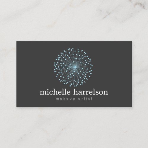 DANDELION STARBURST LOGO in BLUE on DARK GRAY Business Card