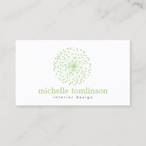 Customizable DANDELION STARBURST LOGO in FRESH GREEN Business Card Templates