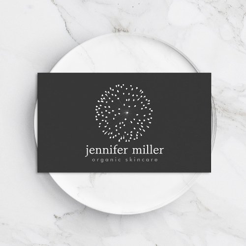 DANDELION STARBURST LOGO on DARK GRAY Business Card Template