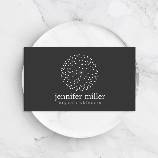 Customizable DANDELION STARBURST LOGO on DARK GRAY Business Card Template