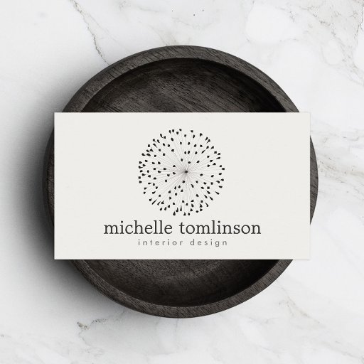 Customizable DANDELION STARBURST LOGO on LIGHT GRAY Business Cards