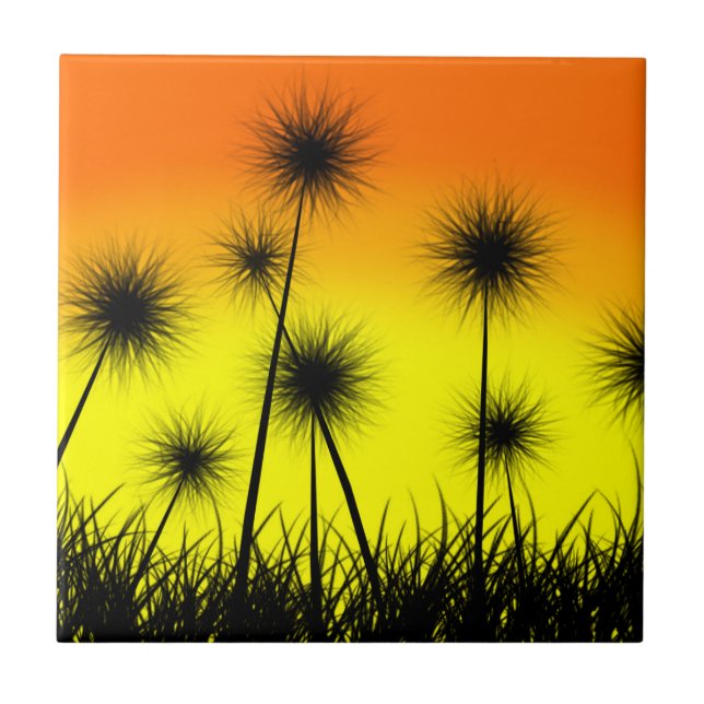 Dandelion Sunrise Ceramic Tile (Front)
