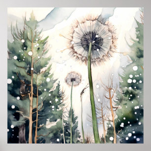 Dandelion Wall Art, Floral Square Poster