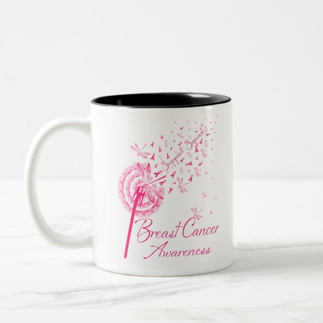 Dandelion Warrior Support Squad Breast Cancer Two-Tone Coffee Mug (Left)