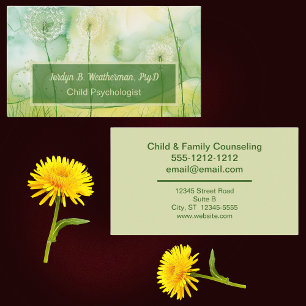 Dandelion Watercolor Psychologist or Counselor Business Card