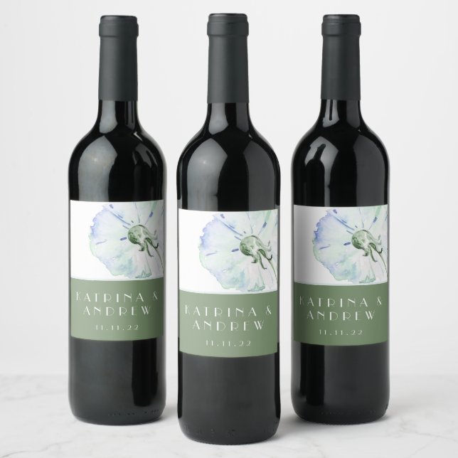 Dandelion Watercolor Wedding Wine Labels (Bottles)