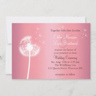 Dandelion Wedding Invitation in Rose Gold and Gray