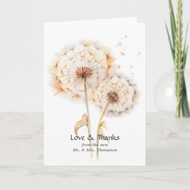 Dandelion Wedding  Letterpress Thank You Card (Front)