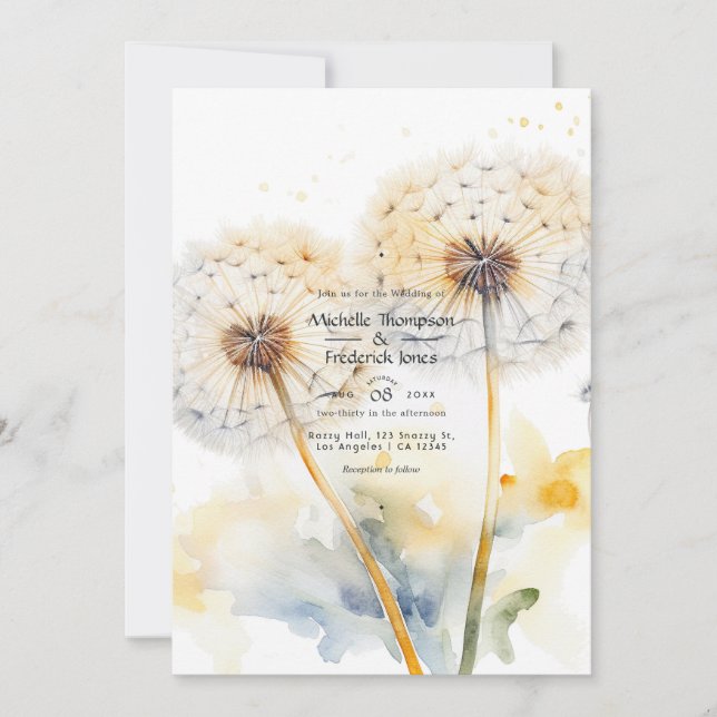 Dandelion Wedding QR Code Invitation (Front)