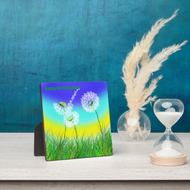 Dandelion Weed Clock, Mums Birthday, Plaque (Insitu)
