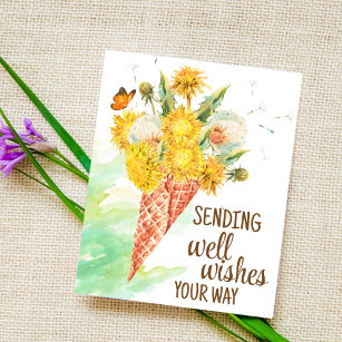 Dandelion well wishes postcard