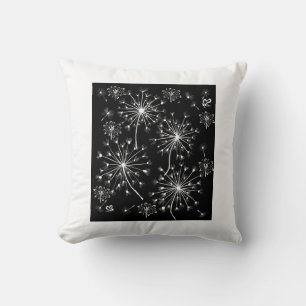 Dandelion, Wild Flowers, and Honey Bees Throw Pillow