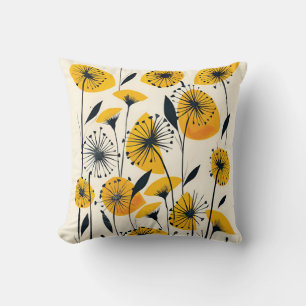 Dandelion wildflower field throw pillow