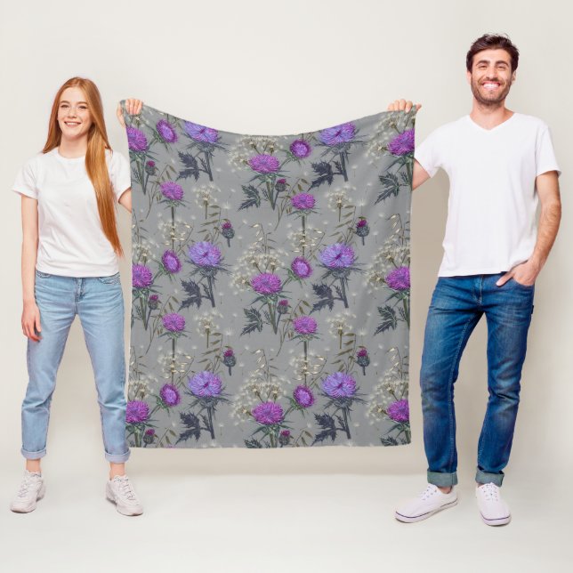 Dandelion Wildflower Pattern Fleece Blanket (In Situ)